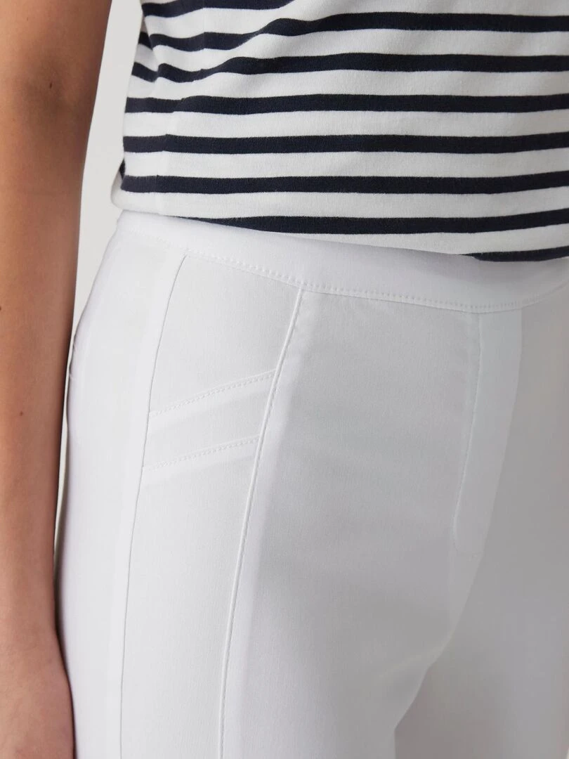 Pantacourt toile stretch Damart Blanc cassé