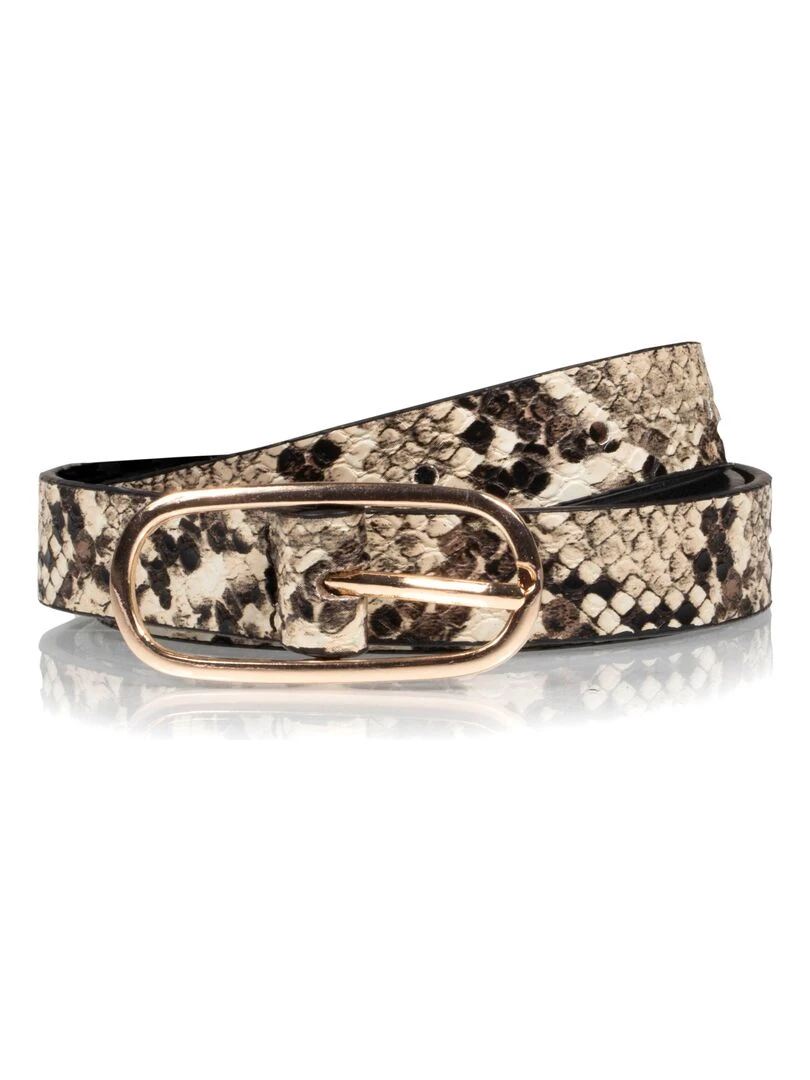 Ceinture Femme fine effet Serpent Beige