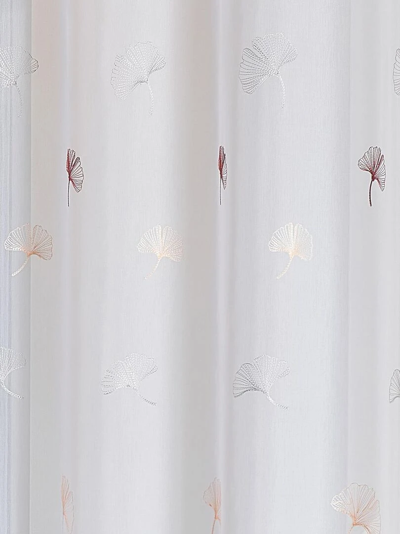 Voilage fantaisie brodé feuilles de gingko   Orange