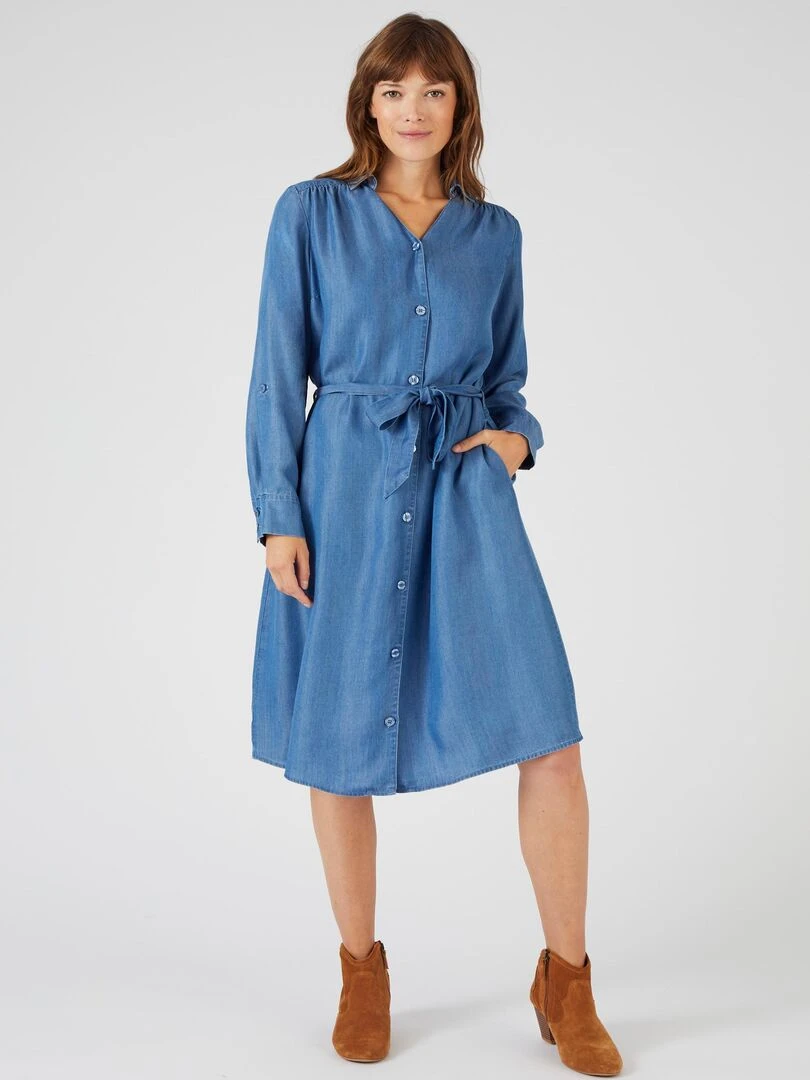 Robe fibres lyocell Tencel(TM) Damart Bleu
