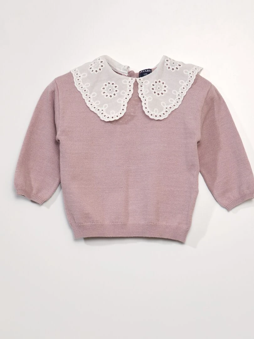 Pull maille douce et col claudine Violet
