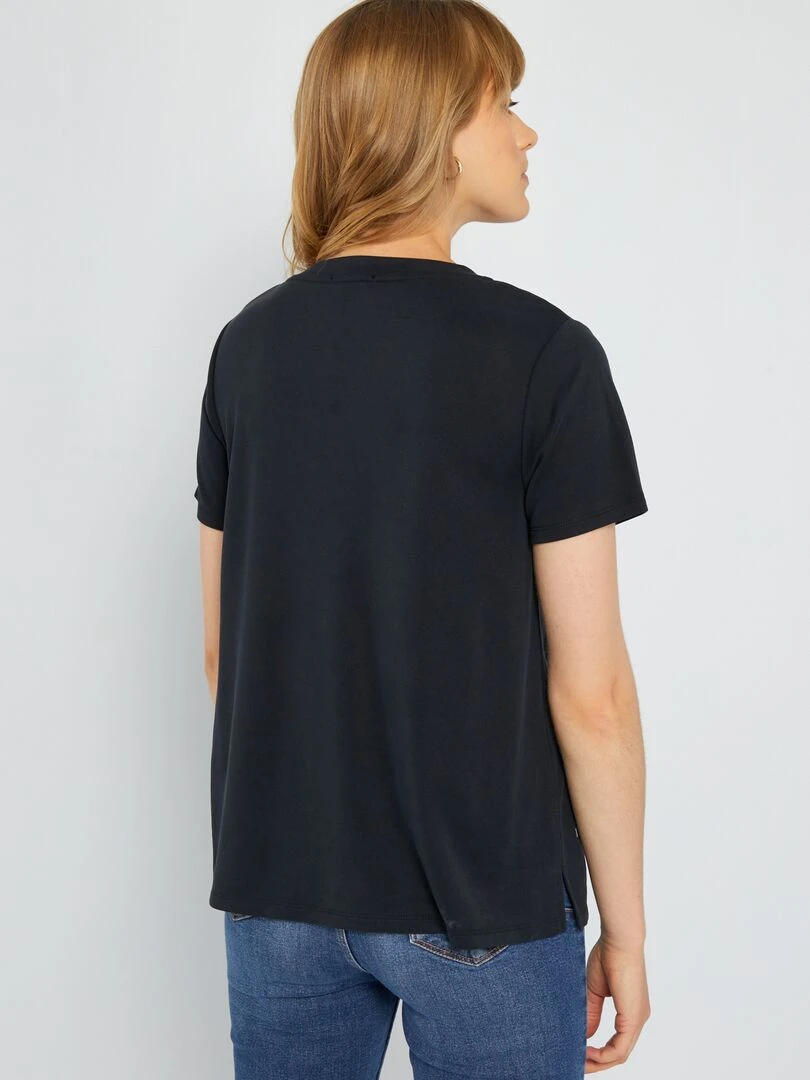 T shirt manches courtes matière douce   noir