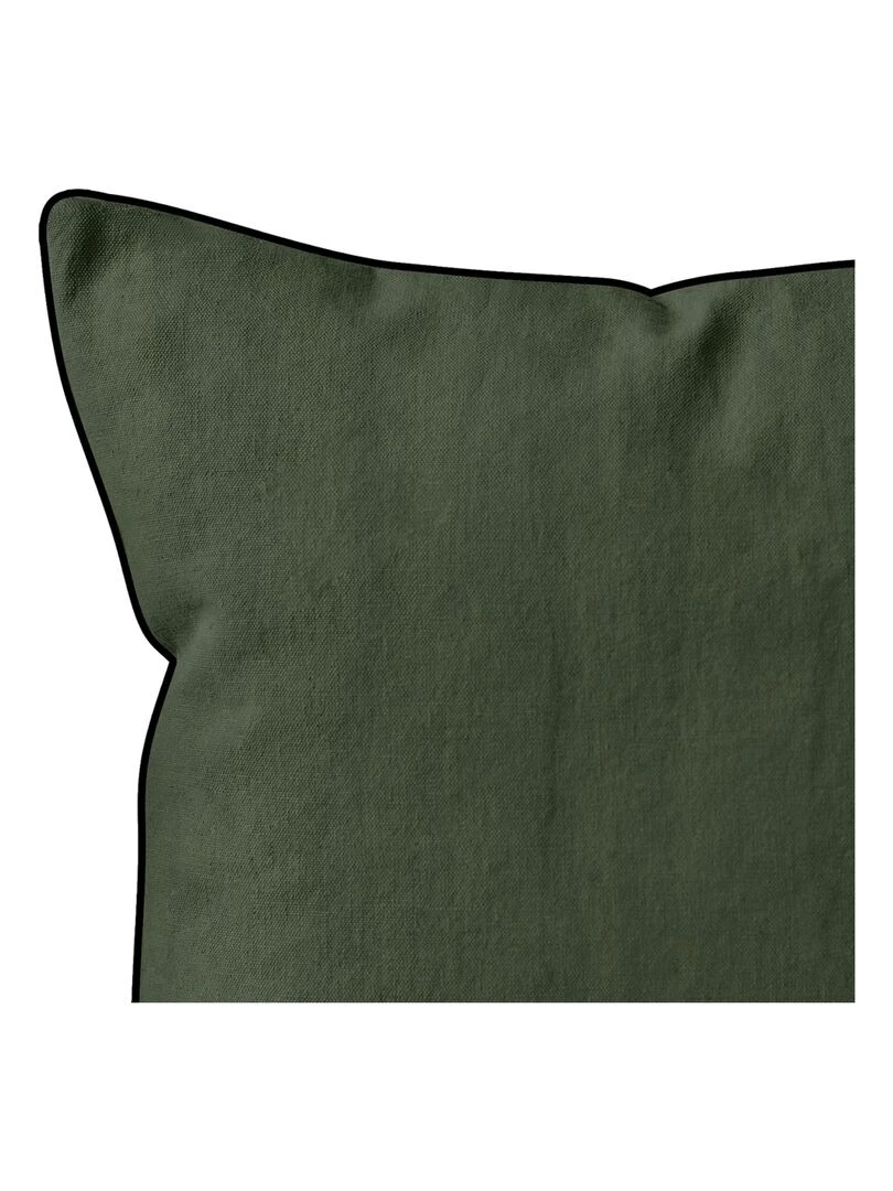 Coussin Bohème uni passepoilé Kaki