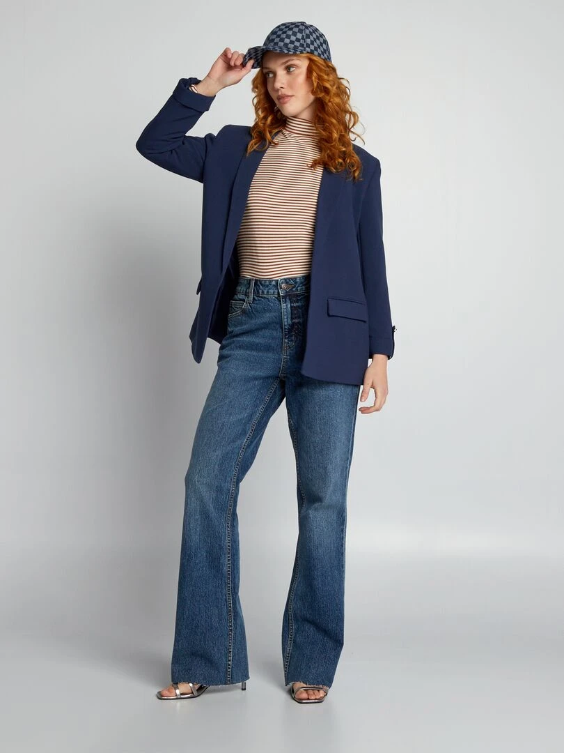 Veste blazer aux manches 3/4 Bleu marine