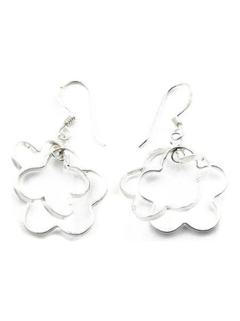 Boucles d'oreilles pendant fleur en argent Bijoucolor Argent