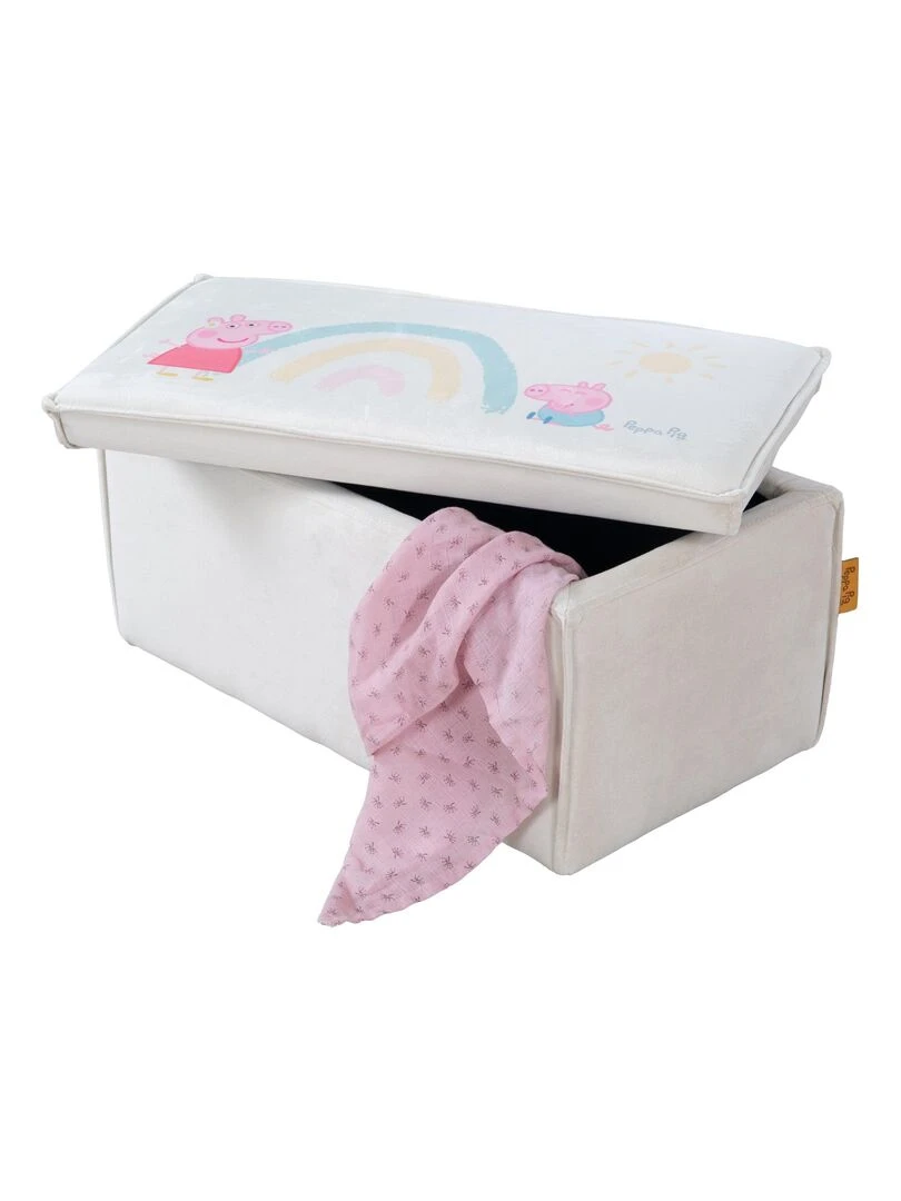 ROBA Banc Coffre à Jouets Peppa Pig pour Enfant en Bois et Velours Beige Motif Cochon Beige
