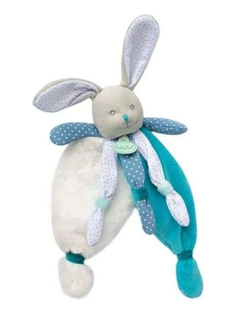 doudou Babynat Lapin Bleu BN0415 Poupi Plat Bleu