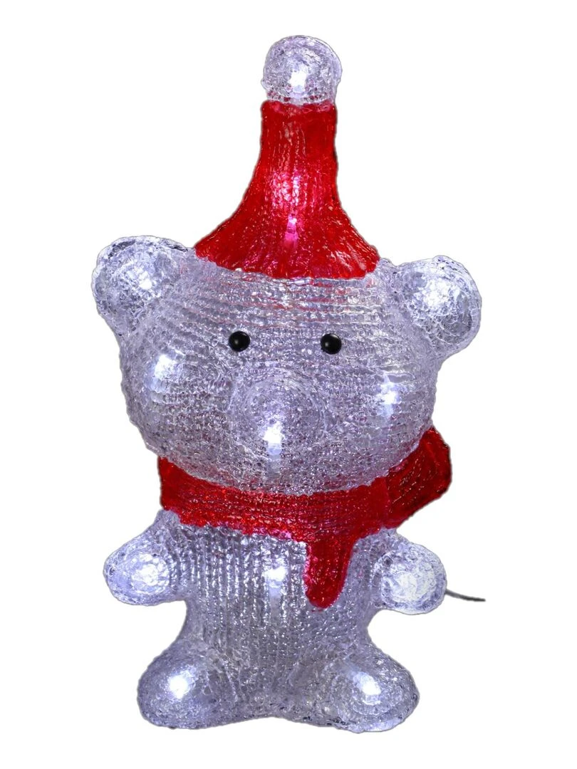 Ours avec bonnet de noel a led Blanc