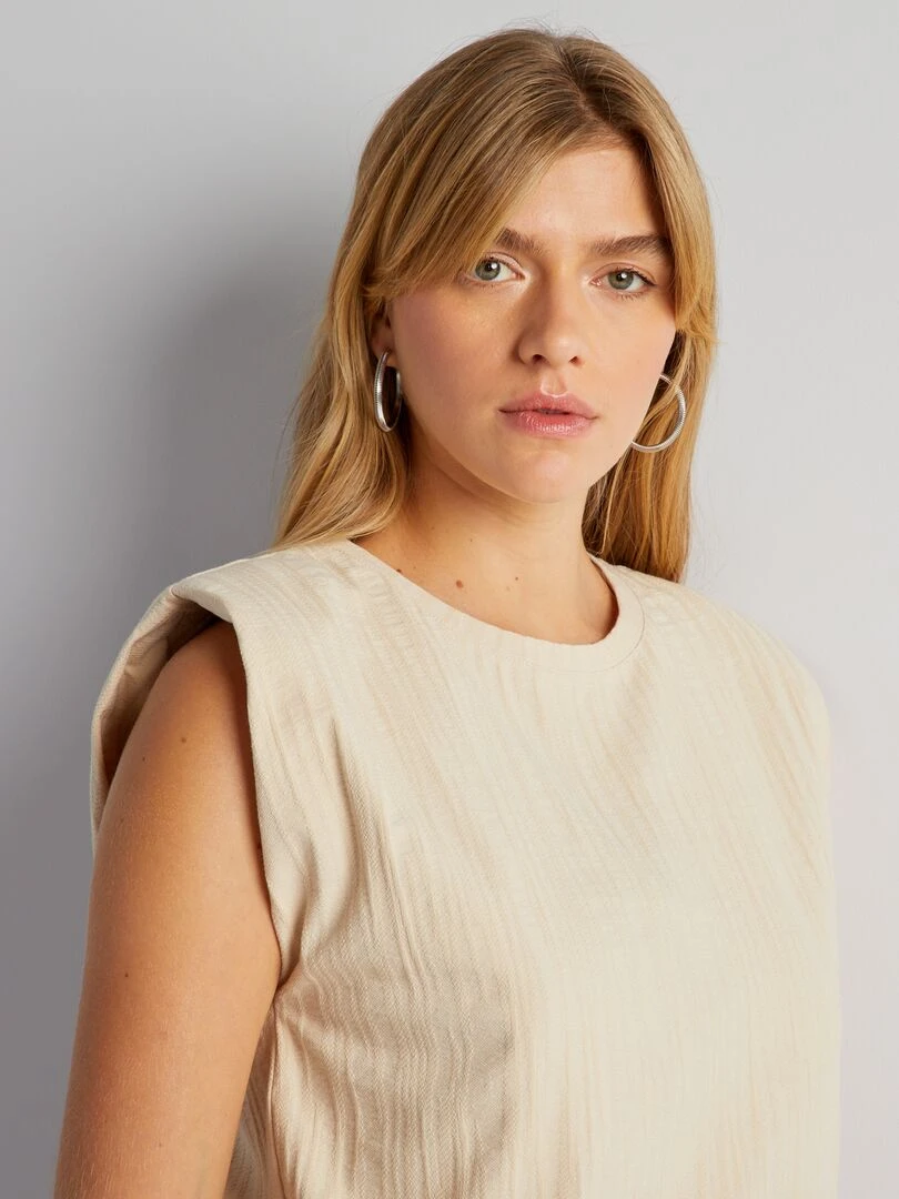 T shirt sans manches avec épaulettes   Beige
