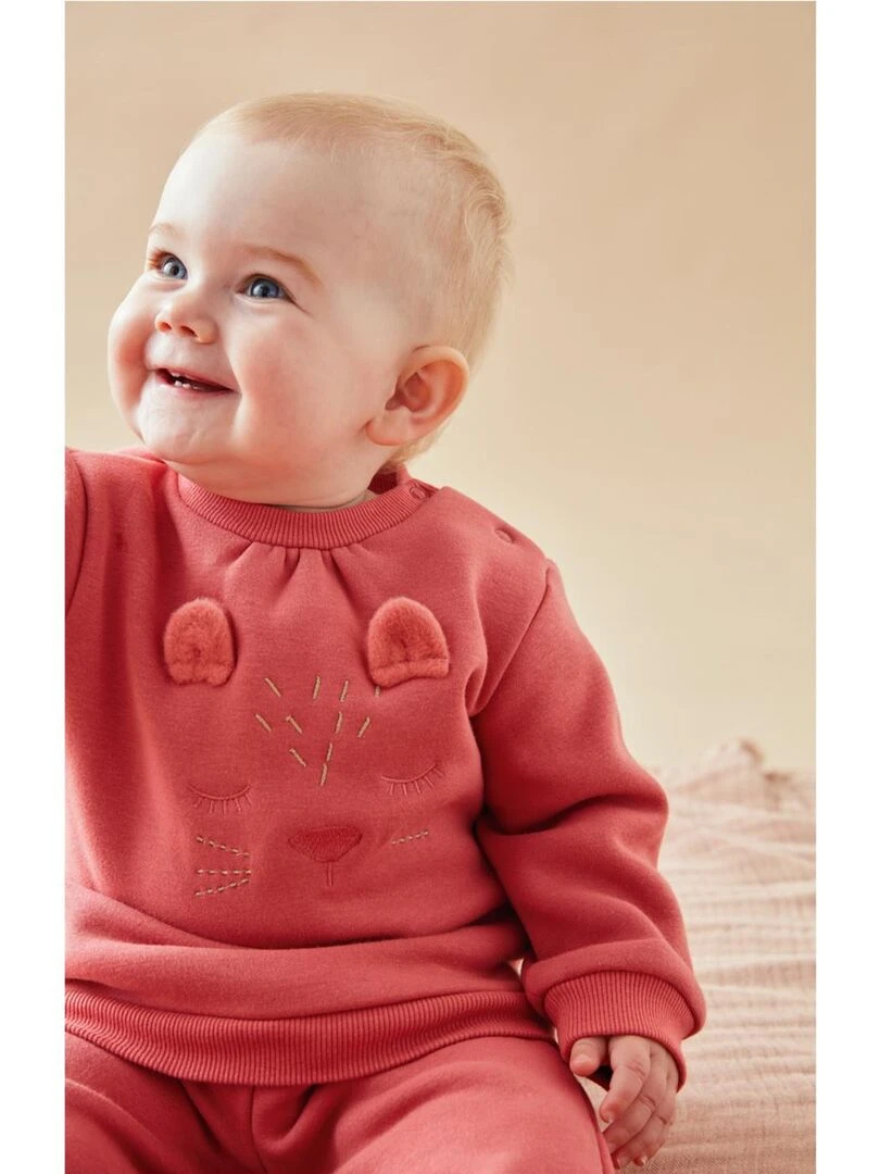 Set sweat brodé léopard + jogging  framboise/paillettes   Noukie's   Rose