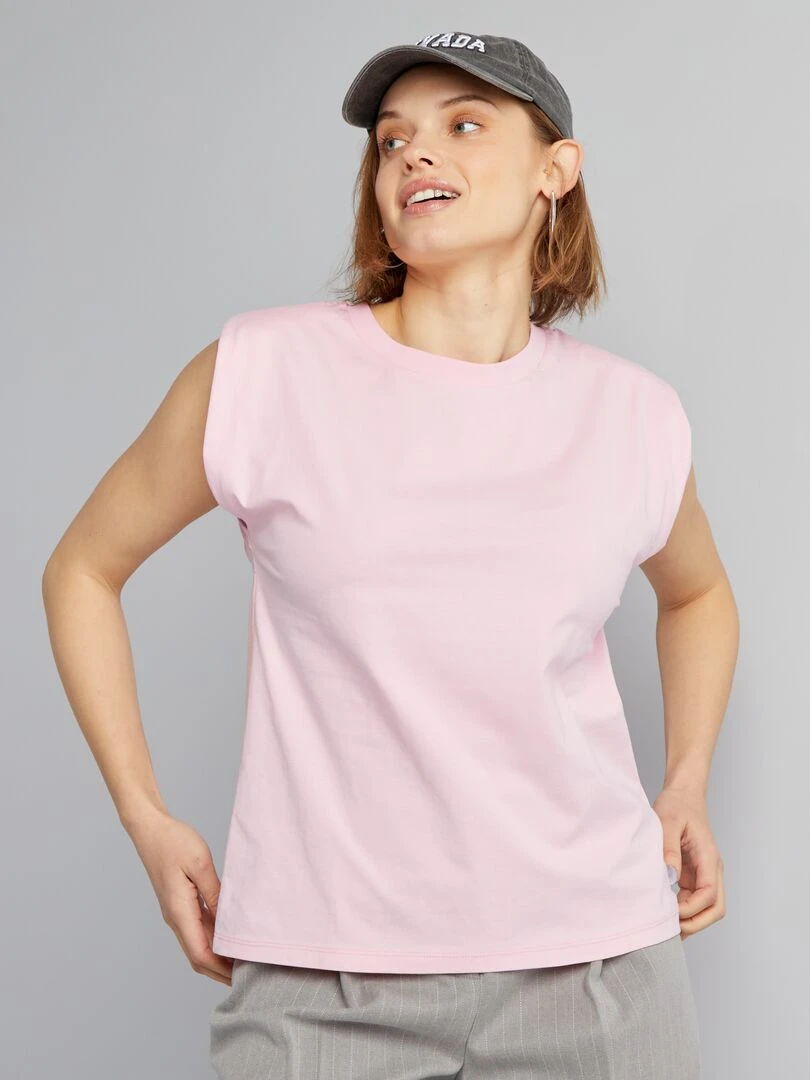 T shirt à épaulettes   rose