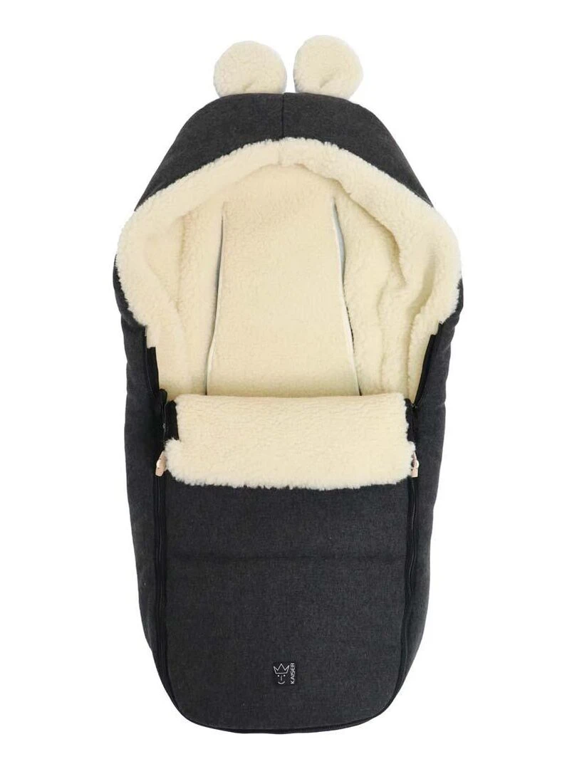 Chancelière capuche souris en laine gris foncé (0 12 mois)   Gris