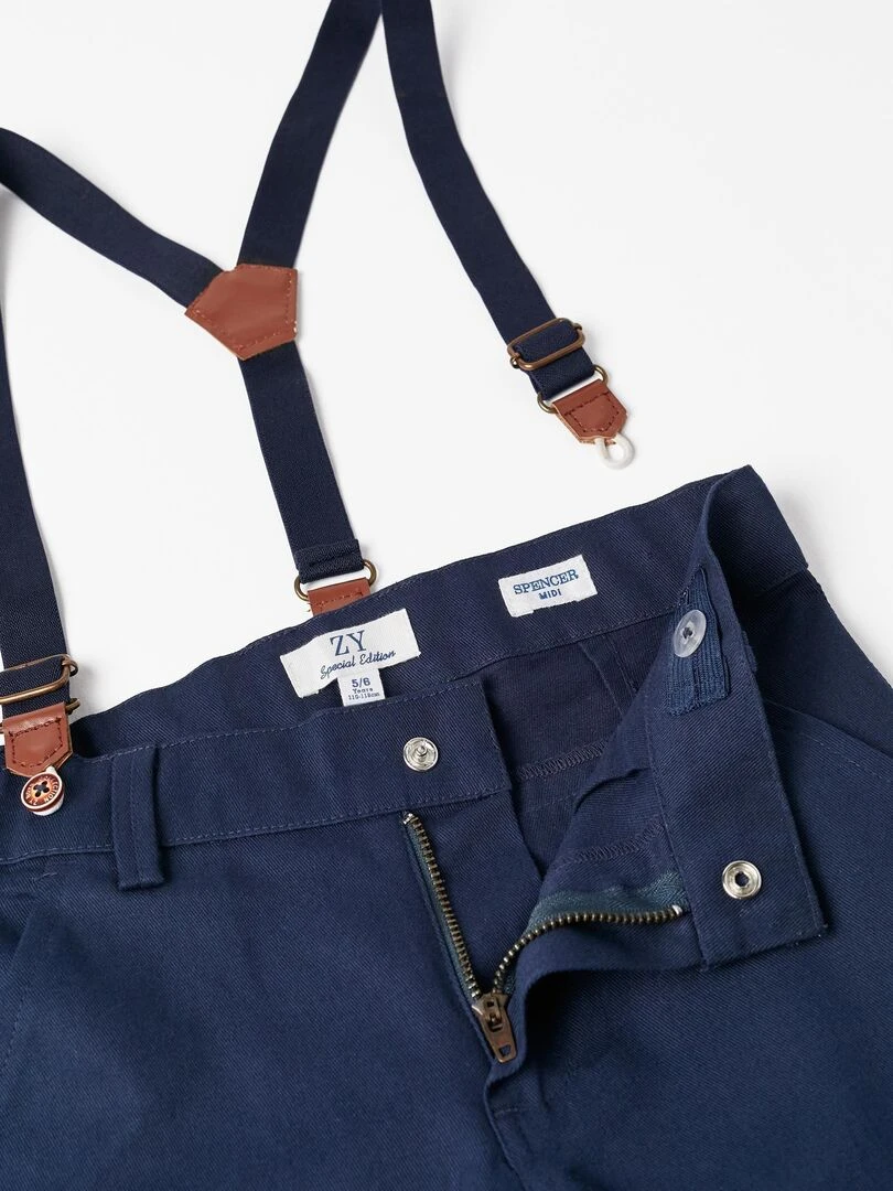 Chemise à manches courtes + Short avec bretelles pour garçon  CÉRÉMONIE   Blanc