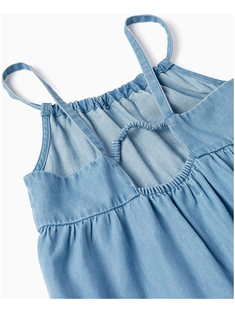 Robe en Denim en Coton pour Fille manches courtes   Bleu clair