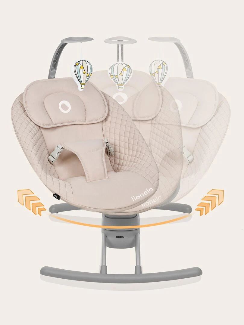 LIONELO Rio   Transat et Balancelle Électrique Bébé   Ttélécommande   3 vitesses de balancement   Beige