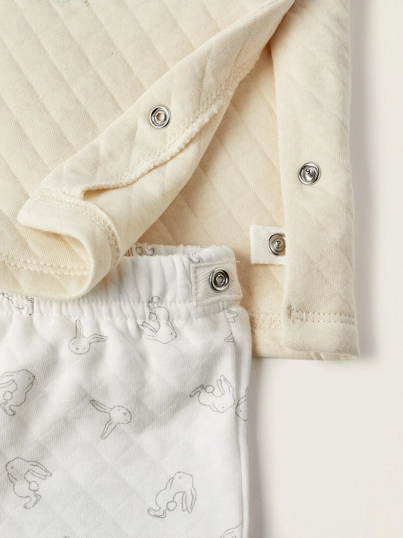 Ensemble pour Nouveau Née 'Lapins'  EARLY BLOOM   Beige clair