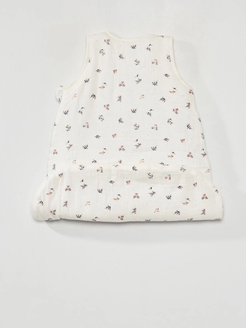 Gigoteuse en gaze de coton avec manches amovibles   Blanc