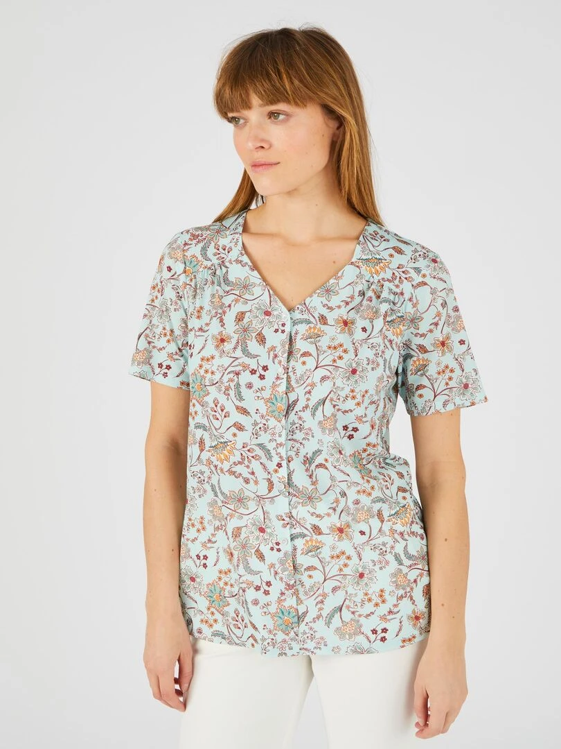 Tee shirt manches courtes imprimé   Damart   Bleu
