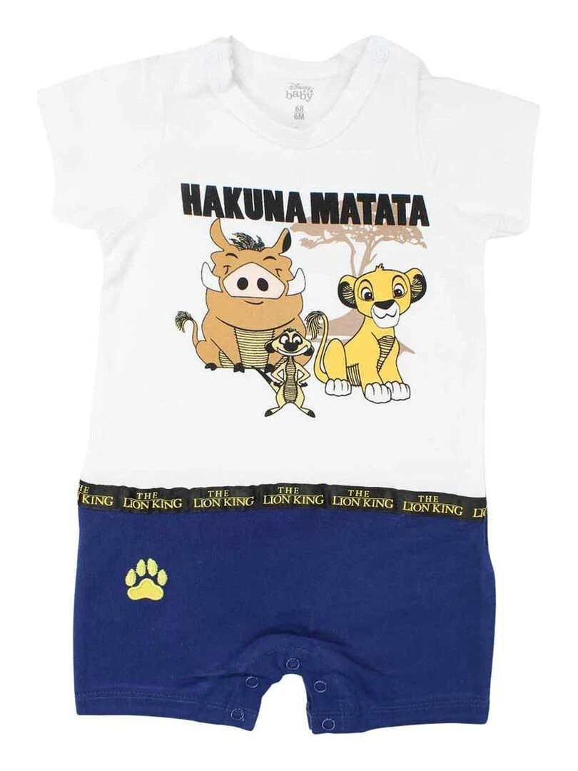 Disney Combishort bébé garçon imprimé Le Roi Lion en coton Bleu