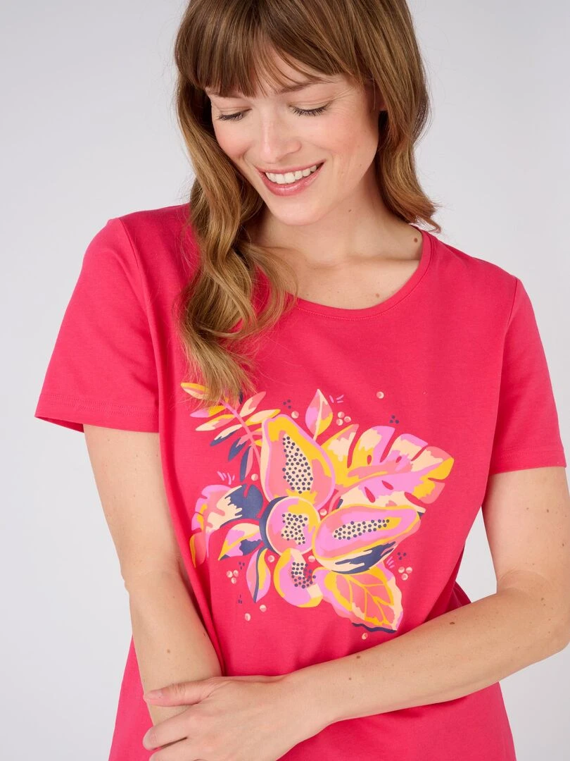 Tee shirt de pyjama pur coton Damart Magenta
