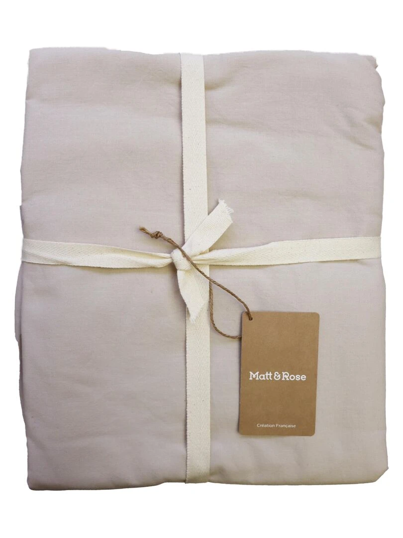 Housse de couette unie en coton  COTON LAVÉ   Beige clair