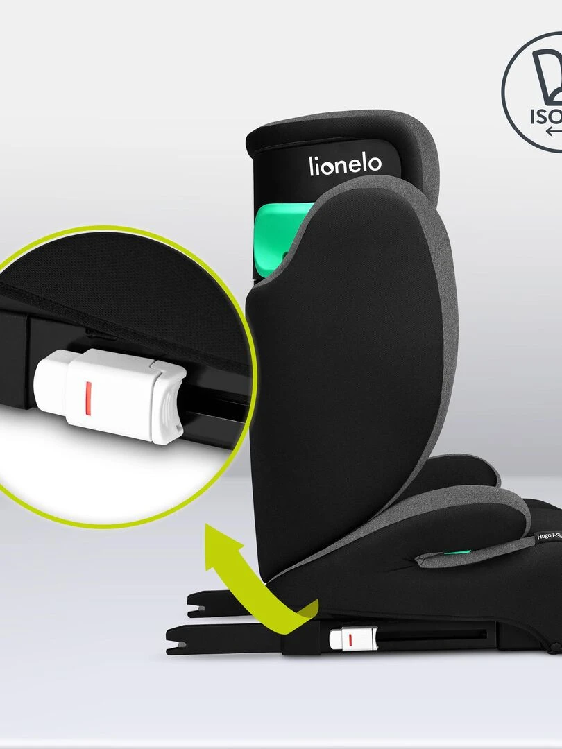 Siège auto évolutif LIONELO Hugo i Size ISOFIX Gris Noir Gris