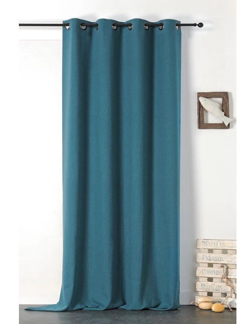 Rideau en 100% lin Libeccio Bleu