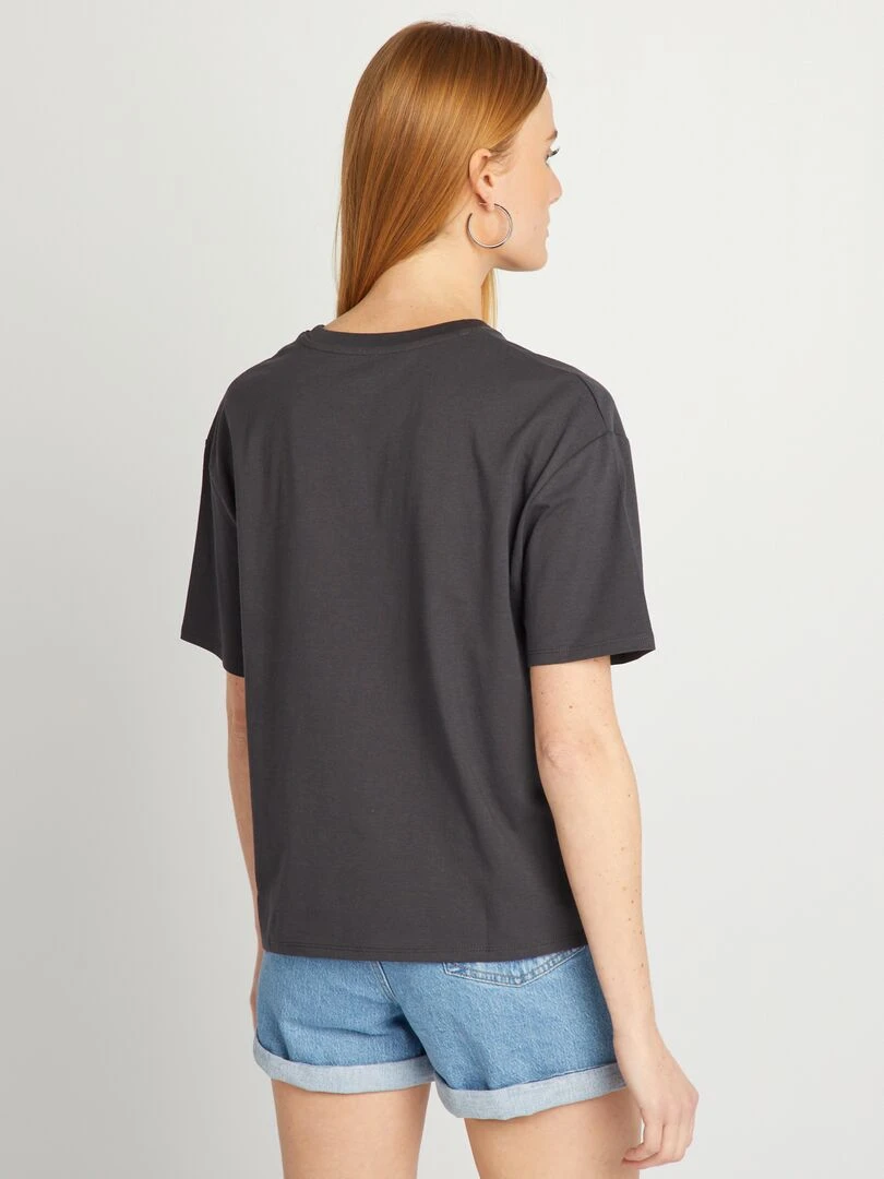 T shirt en coton à col rond   GRIS