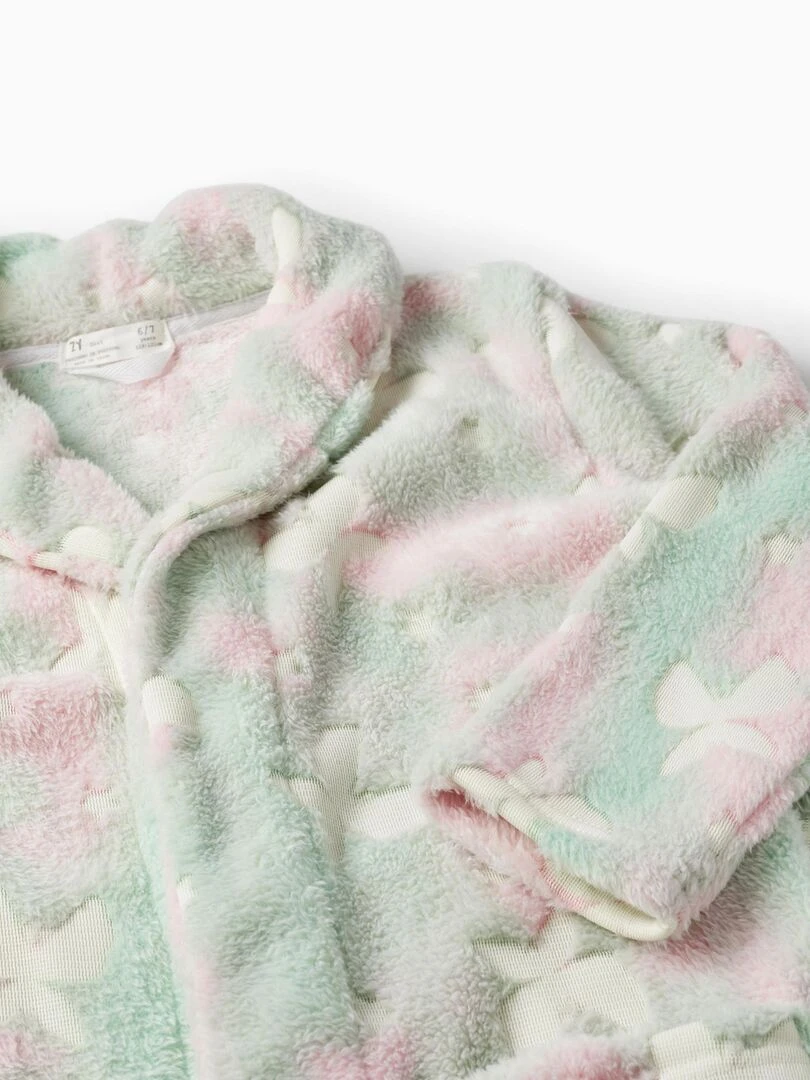 Robe de chambre en corail pour fille 'Étoiles et Papillons'  BOUQUETS DES MIMOSAS   Vert clair