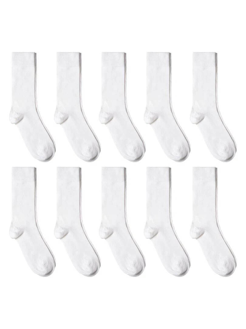 Chaussettes Jersey Coton Lot 10 Paires Fabrication UE Blanc