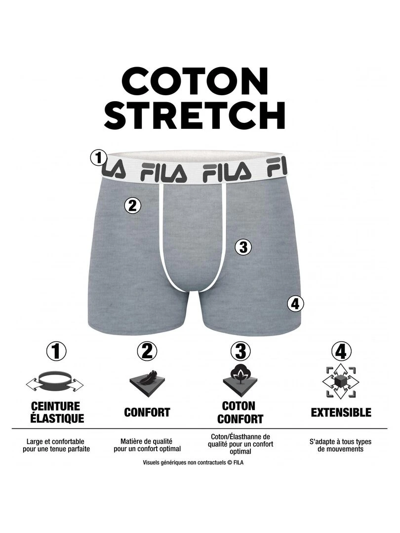 Lot de 4 Boxers coton garçon FU1000 Fila Noir