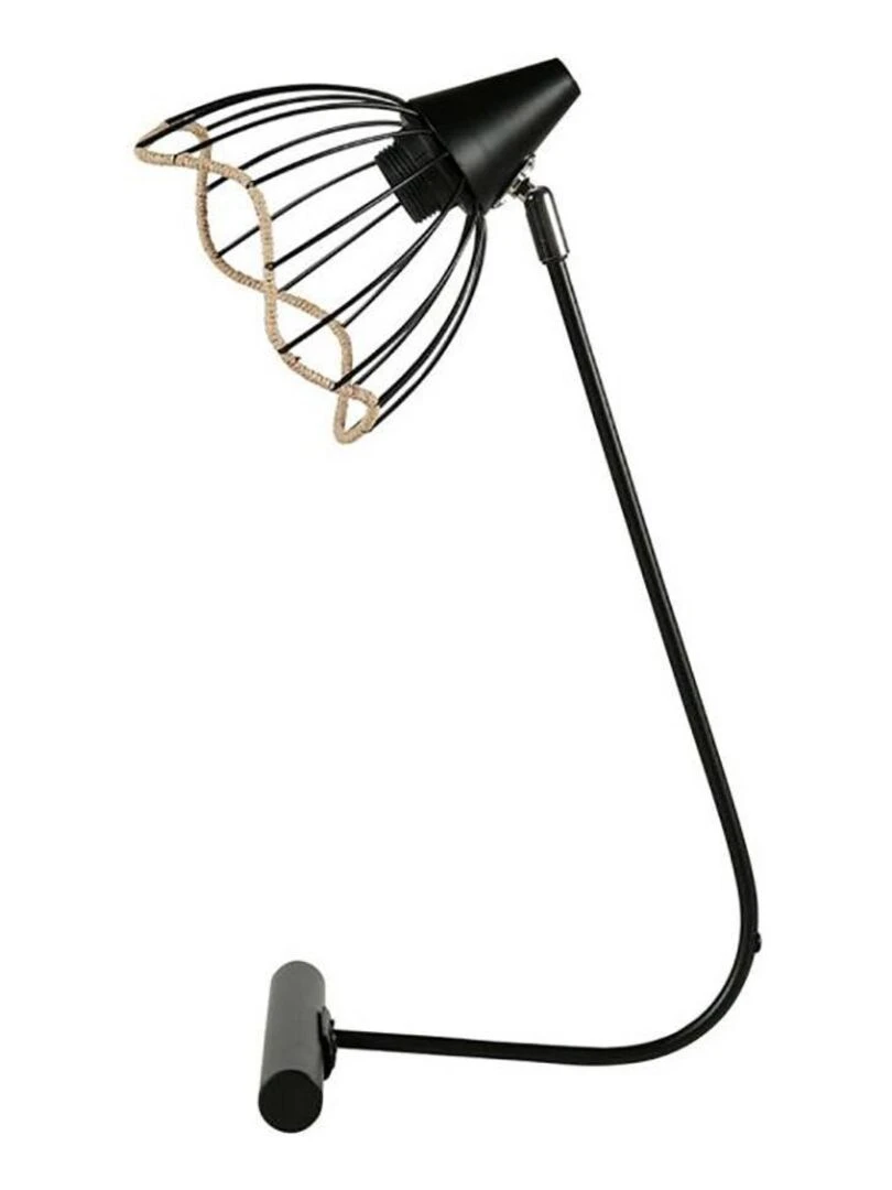 Lampe métal noir abat jour filaire corde Noir