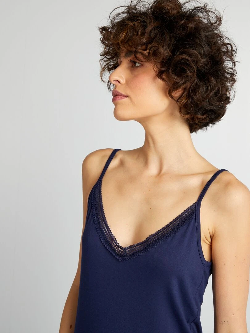 Nuisette mi longue avec dentelle   Bleu