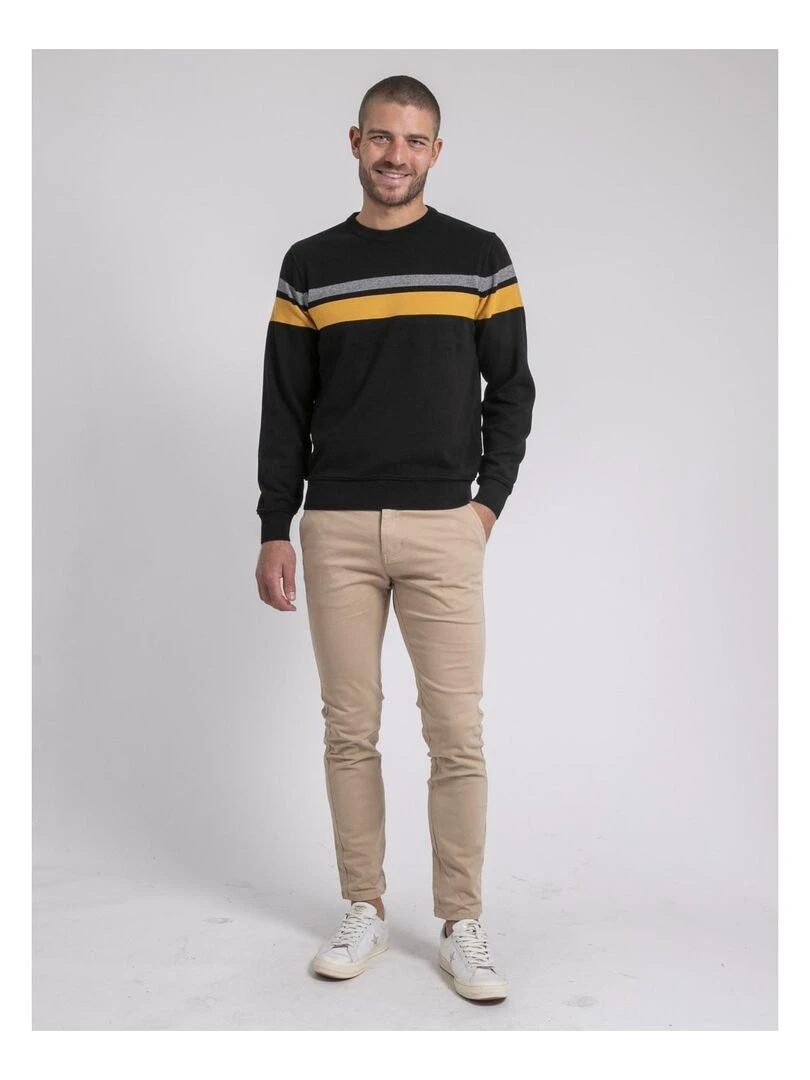 Pull col rond pur coton LORIMAKO   Noir