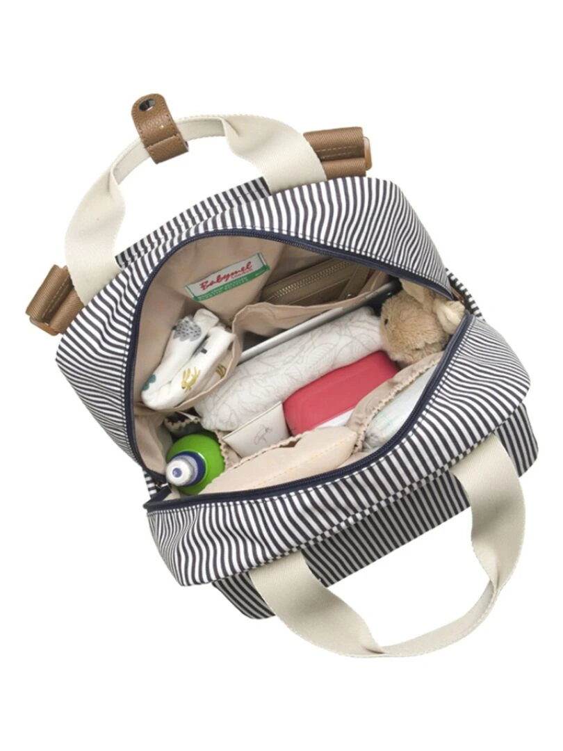 Sac à dos à langer Georgi Eco Rayures blanc et marine Bleu