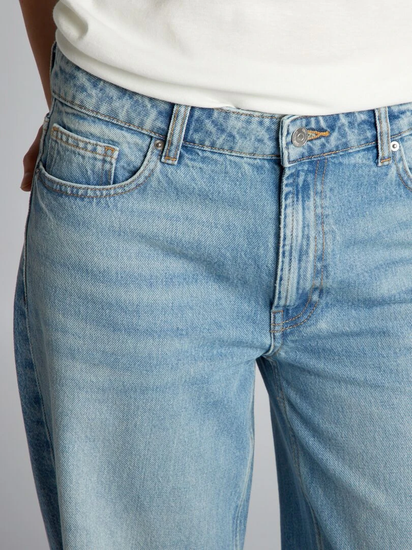 Jean wide leg avec abrasions   Bleu