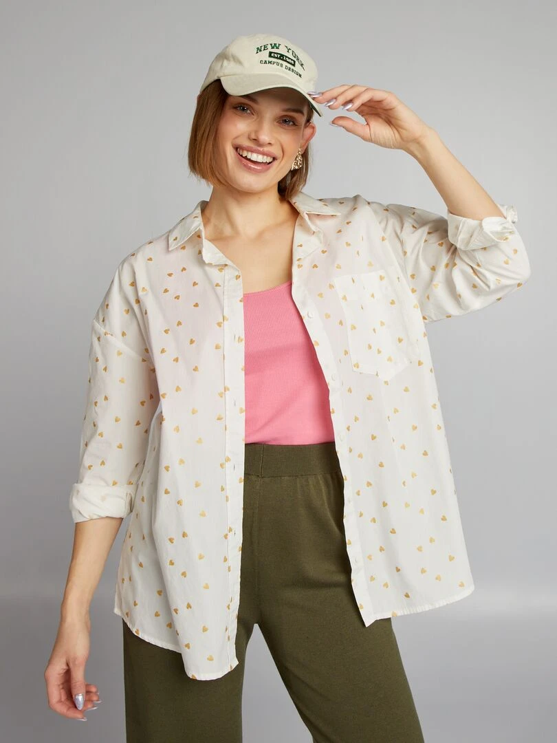 Chemise à motif 'cœurs' Blanc