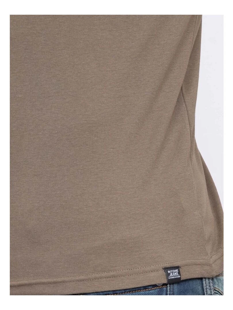 T shirt col rond pur coton organique WARRY   Kaki