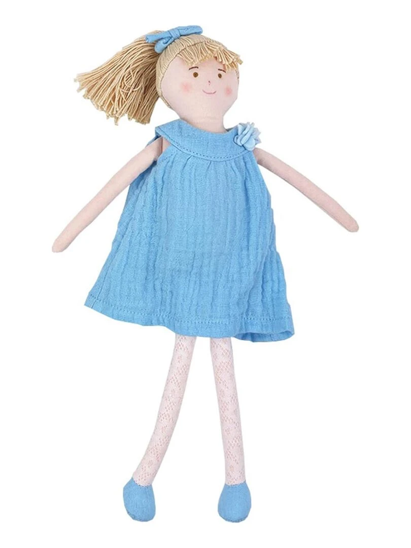 Poupée en Robe 30 cm Coton Bio Bleu Ciel N/A