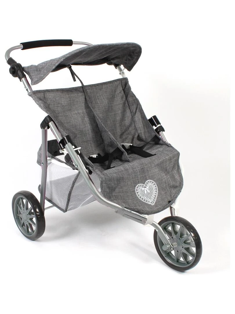 Poussette Jogger pour poupées jumelles Jeans gris N/A