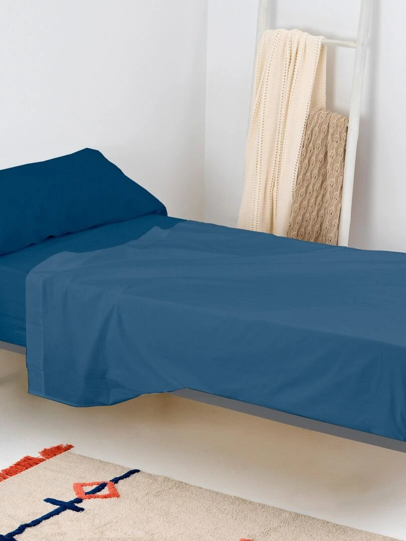 Drap housse Basic "Happyfriday" Bleu marine