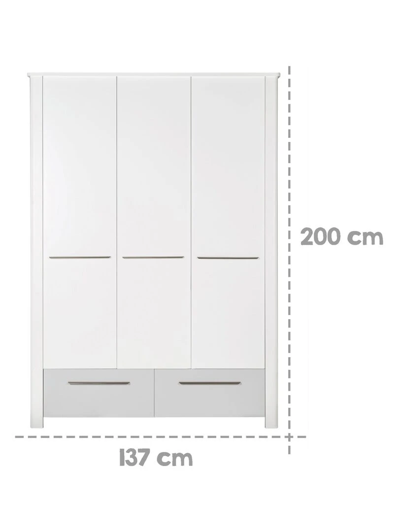 ROBA Armoire "Linus" 3 portes et 2 tiroirs – blanc / gris   Blanc Gris