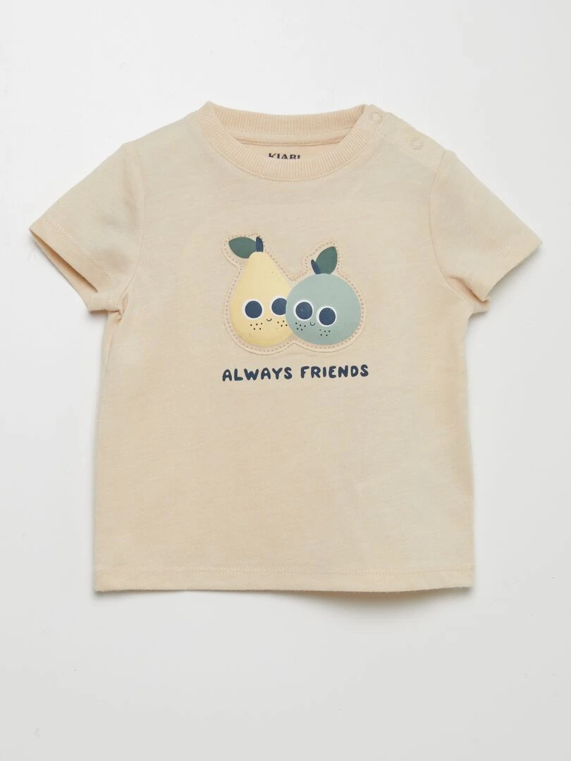 T shirt avec animation en relief Beige