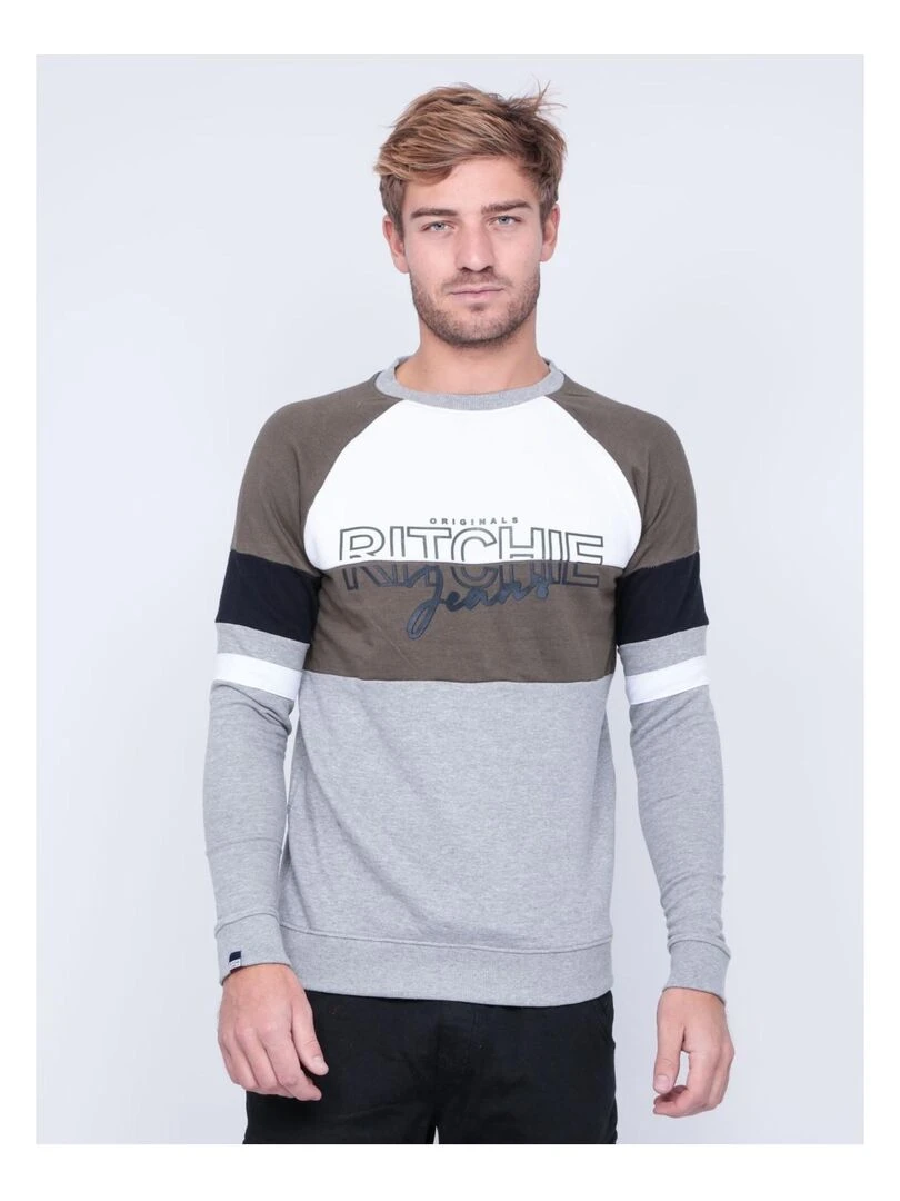 Sweat col rond WOLBERT Kaki
