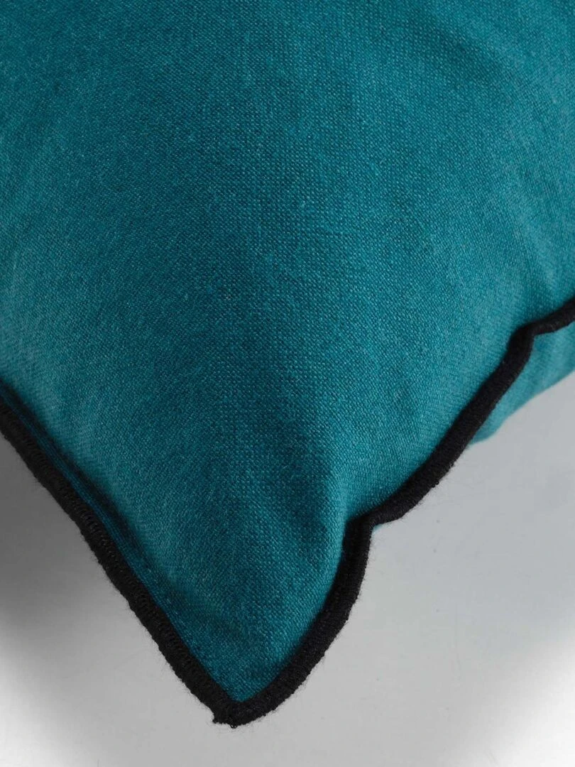 Coussin avec surjet en coton recyclé Bleu canard