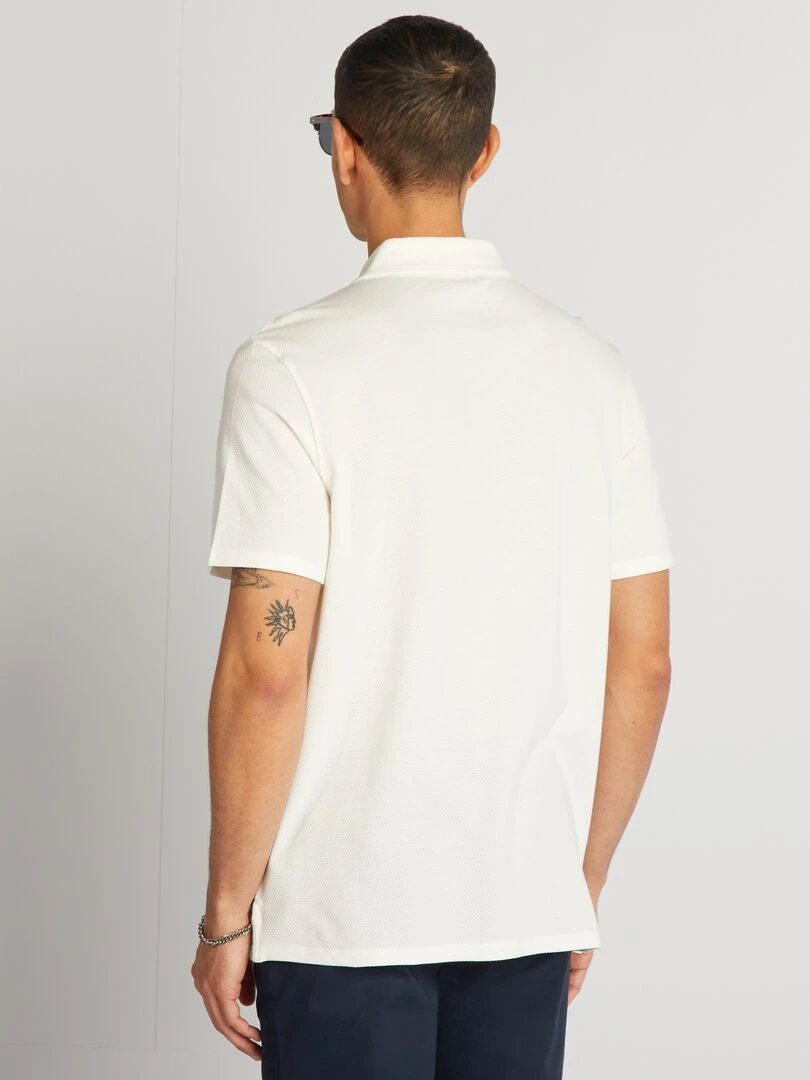 Polo uni texturé   blanc