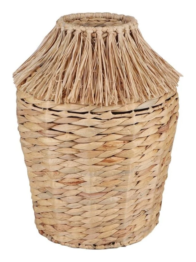 Panier jacinthe d'eau et raphia H36 Beige