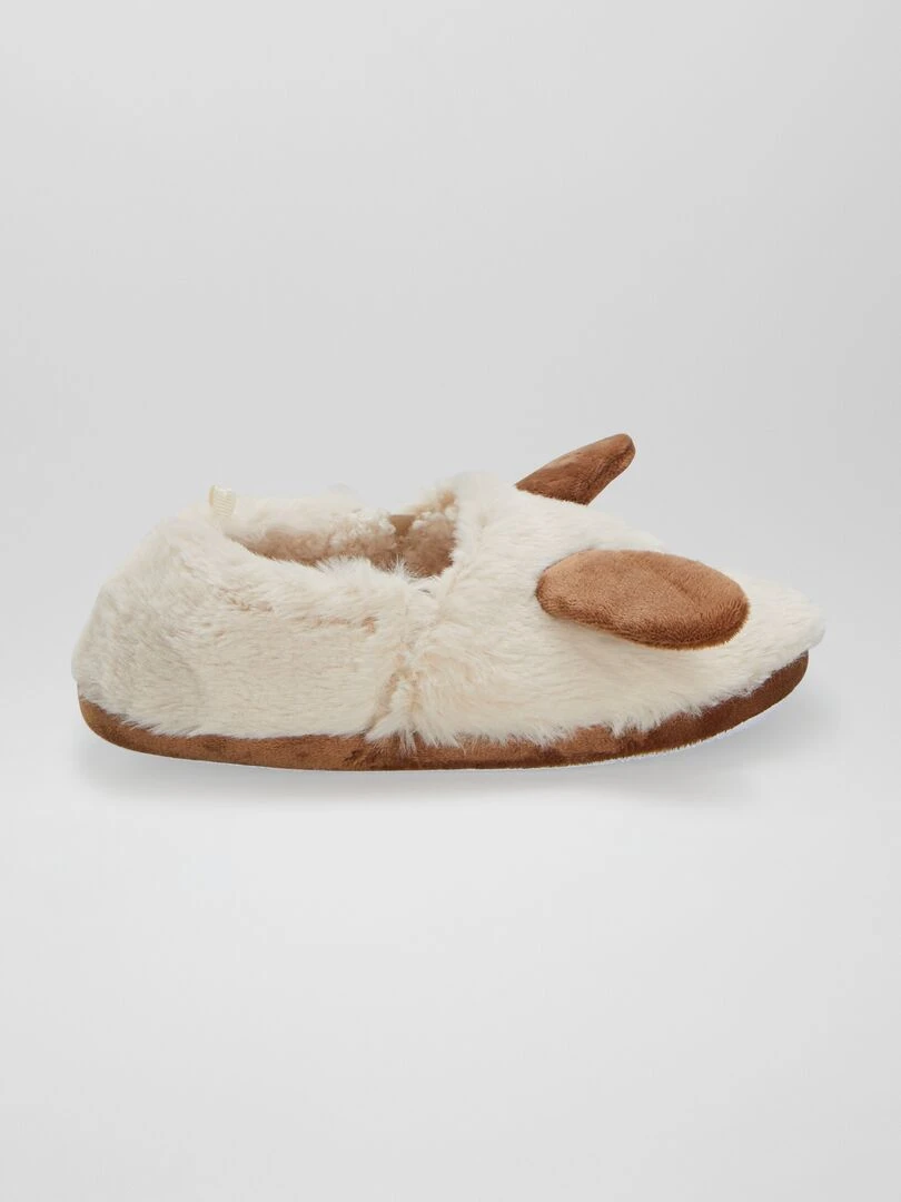 Chaussons élastiques animal Beige