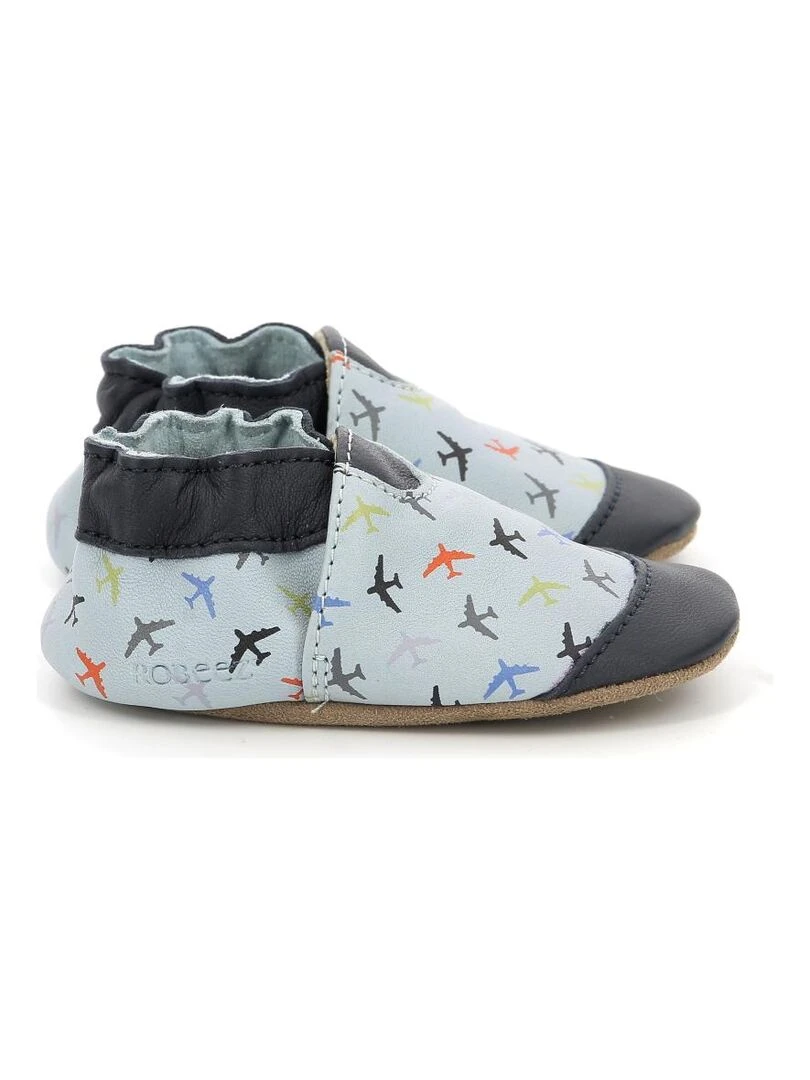 Chaussons Cuir Aeroplane Bleu