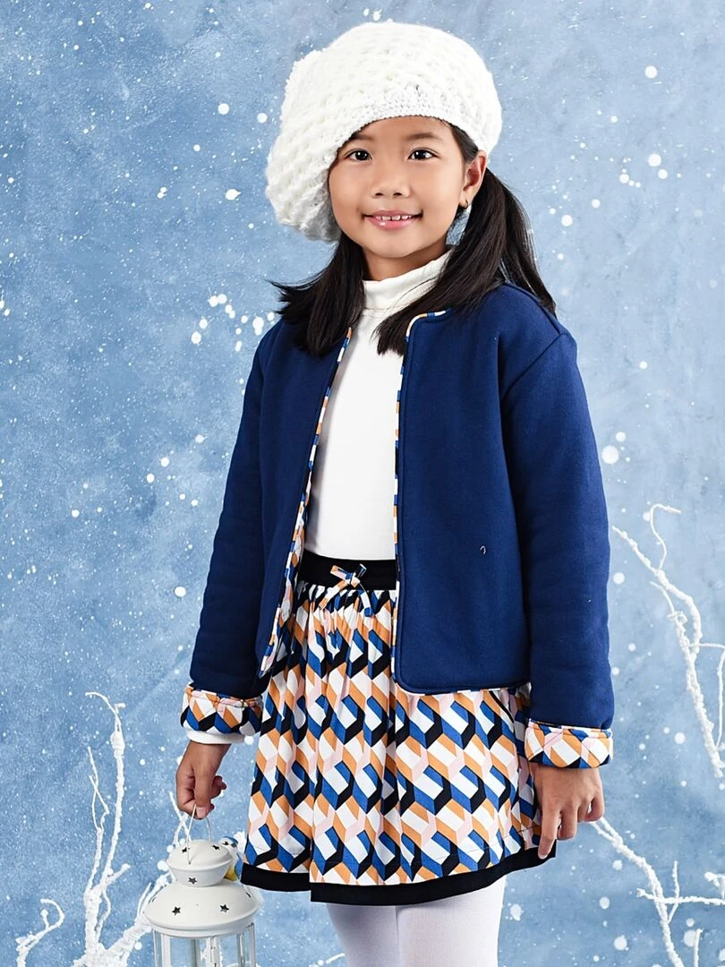 Jupe intersaison  imprimé géométrique      LILOU   'LA FAUTE A VOLTAIRE'   Bleu Jaune Bleu